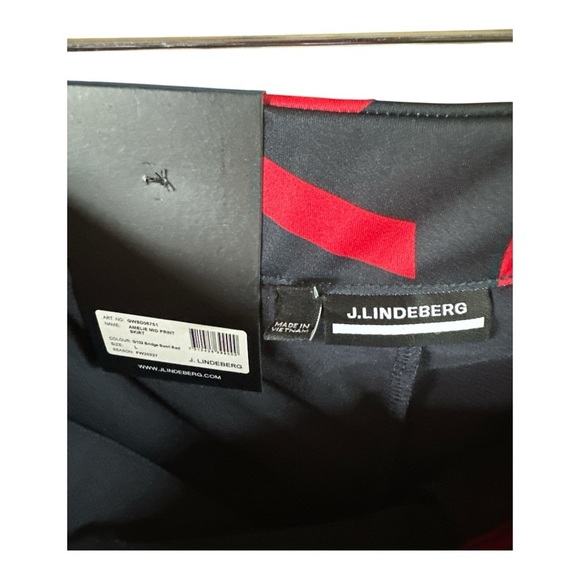 J.Lindeberg Amelie Mid Print Golf Skirt Red Black Size L - Picture 2 of 8